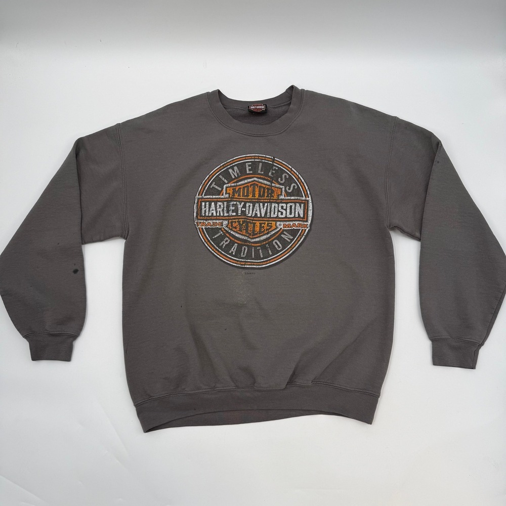 Harley Davidson Mens Large Sweatshirt Gray Yellowstone Wildlife Graphic Crewneck